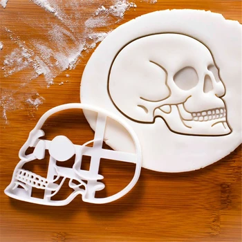 2023 Хэллоуин Череп Органы мозга Форма для печенья Пластиковая 3D Мультяшная форма для прессования печенья, шоколада, украшения торта Вечерние принадлежности