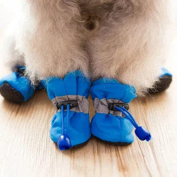 4 шт./компл. Водонепроницаемая зимняя теплая обувь для домашних собак, противоскользящие непромокаемые ботинки для маленьких кошек, носки для щенков чихуахуа, пинетки