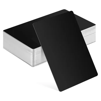 50 шт. Металлический алюминиевый лист с лазерной маркировкой Визитная карточка Черные пустые карточки Именная бирка DIY для гравировки