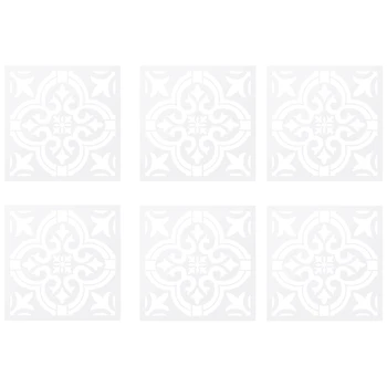 6 Шт Картина своими руками 30x30 см Винтажный цветочный узор Трафареты Шаблон для плитки Стены Пол Мебель Декоративная роспись
