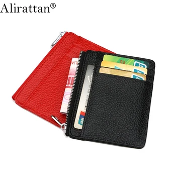 Alirattan, Новый держатель для удостоверения личности, держатель для карт из натуральной кожи, Модный дизайн, Кредитная карта, Модный тонкий кошелек на цепочке, Портмоне для монет, INS K254