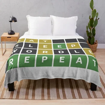 Eat Sleep Wordle Repeat (стиль Wordle) Плед из термофланели, милые клетчатые одеяла