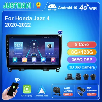 JUSTNAVI Для Honda Jazz 4 2020-2022 Android 10 Автомобильный Радиоприемник Стерео Мультимедиа Carplay Видеоплеер GPS Навигация Магнитофон DSP