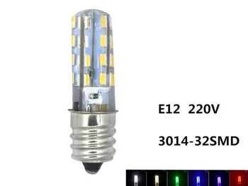 LED E12 220V синий зеленый белый 3014-32SMD 220v E12 красная светодиодная лампа хрустальная люстра лампа E12 зеленая 220v E12 синяя кремниевая светодиодная лампа