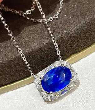 LR Fine Jewelry Белое золото 18 Карат AU750 Натуральный синий Сапфир Драгоценные камни 2,48 карата Бриллианты Подвески для женщин Изящное ожерелье