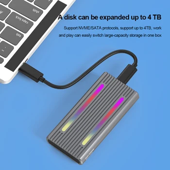 M.2 NVME Корпус SSD Корпус с Двумя Портами NGFF-USB Адаптер Из Алюминиевого сплава RGB Твердотельный Накопитель SATA 6 Гбит /с Жесткий диск