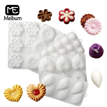 Meibum Shell Цветок или Дизайн В Форме Сердца Небольшого Размера Силиконовая Форма Для Пищевых Тортов Инструменты Для Украшения Торта Шоколадная Форма