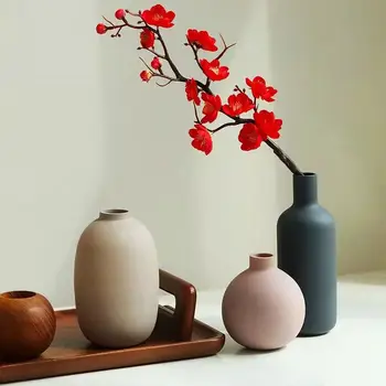 Morandi Color Nordic Стеклокерамические украшения в виде маленьких вазочек для гостиной, Цветочные композиции, украшения из сушеных цветов, украшения для дома