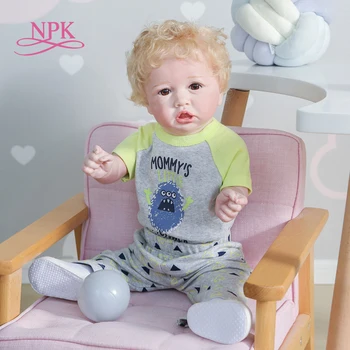 NPK 55 см 22 дюйма кукла бебе реборн малыш популярная возрожденная Саския в длинном платье ручной работы коллекционная художественная кукла игрушка для ванны