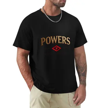 Powers-Ирландский виски-Футболка с логотипом, спортивная рубашка, великолепная футболка, мужские футболки champion