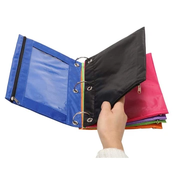 PPYY-8 шт 3-кольцевая сумка для карандашей на молнии, красочный тканевый пенал, Прочная сумка-переплет с прозрачным окошком