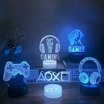 PS4 /PS5 /PS3 Геймпад-Контроллер 3D Night Light 16 Меняющих Цвет Настольных Ламп Gamer Room Decor Led Set Up Light для Playstation4