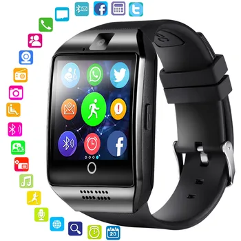 Q18 Dial Call Смарт-Часы С Поддержкой TF Sim-Карты Телефон Фитнес-Трекер Smartwatch Push-Сообщение Камера Наручные часы для IOS Android