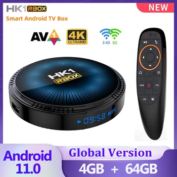 Smart TV BOX HK1 RBOX W2 Amlogic S905W2 Android 11 4G 32G 64G 2,4 G/5G Wifi BT 4K 3D AV1 Медиаплеер с голосовым управлением Телеприставка