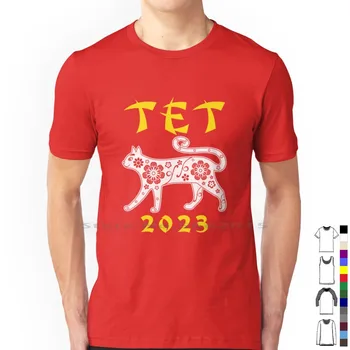 Tet 2023 Year Of The Cat Вьетнамский Лунный Новый Год Футболка из 100% Хлопка Tet 2023 Year Of The Cat Вьетнамский Новый Год Вьетнамский