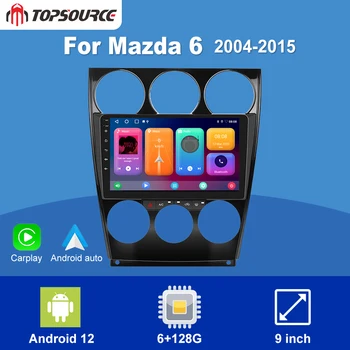 TOPSOURCE Android 2din Автомагнитола для Mazda 6 2004-2015 Автомобильный Мультимедийный Плеер Навигация GPS WIFI 1280*720 DSP Беспроводной Carplay