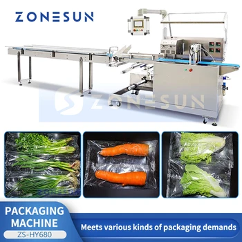 Автоматическая упаковочная машина с горизонтальным потоком ZONESUN, автоматическая машина для упаковки овощей в пакеты для эффективной упаковки ZS-HY680