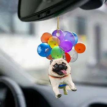 Автомобильная подвеска, креативный красочный воздушный шар, щенок, зеркало заднего вида, подвеска, украшение интерьера автомобиля, милая собачка, Аксессуары для интерьера автомобиля