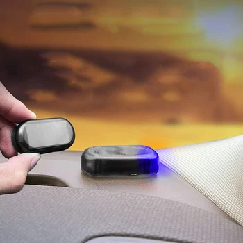 Автомобильная поддельная сигнализация безопасности на солнечных батареях, супер яркая имитация фиктивной сигнализации, синий/красный свет, Беспроводная предупреждающая противоугонная лампа