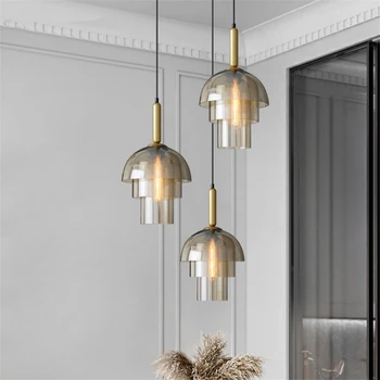 Американские роскошные подвесные светильники из светодиодного стекла, подвесные светильники для кухни ресторана Nordic, креативный декор для спальни, светильники для освещения