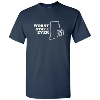 Базовая Хлопчатобумажная футболка Из Худшего штата Род-Айленда - Темно-Синий