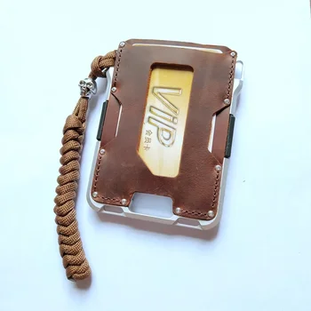 Винтажные Rfid металлические держатели кредитных карт для мужчин, кошельки Magic Card из натуральной кожи, деловой алюминиевый чехол для банковских удостоверений личности.