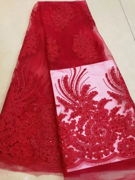 Высококачественная модная африканская кружевная ткань с разноцветной вышивкой пайетками, Сетчатое тюлевое кружево для свадебного платья, Нигерийская ткань 5Y