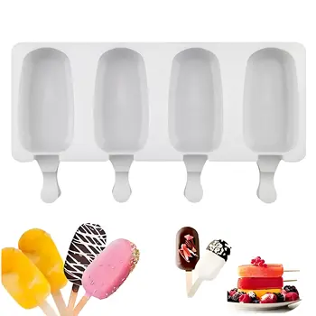гибкая силиконовая форма для мини-мороженого popsicles с 4/8 полостями, многоразовая форма для домашнего торта, пищевой сорт