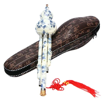 Голубая и Белая Фарфоровая Тыква Шелковый Веер Флейта Инструмент Музыкальные Товары Бамбуковые Инструменты для Взрослых Китайский