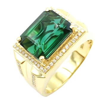 Деловые кольца для мужчин, Роскошное Доминирующее кольцо с Зеленым цирконием, Обручальное кольцо, ювелирный подарок для вечеринки