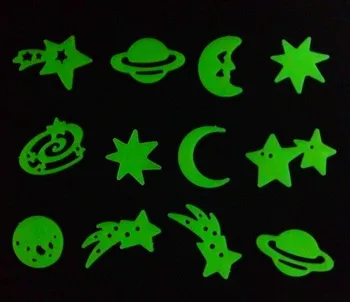 Детские наклейки Музыкальная нота, светящиеся звездные наклейки С изображением гипсофилы, Флуоресцентная Трехмерная Настенная Вселенная динозавров