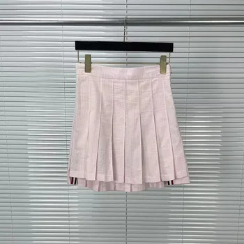 Женская модная брендовая короткая юбка высокого класса с оригинальной металлической застежкой, роскошная женская плиссированная юбка, высококачественная женская знаменитая юбка