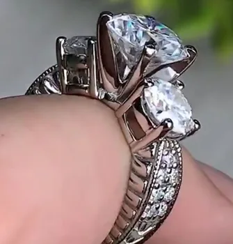 Женское кольцо из настоящей платины PT950 с муассанитовыми бриллиантами в 1, 2, 3, 4, 5 карат, Обручальное кольцо на годовщину свадьбы, Романтическое