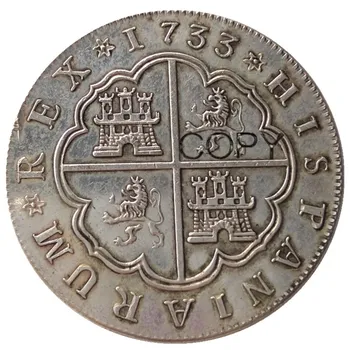 Испания 8 монет 1733 года выпуска, покрытых серебром