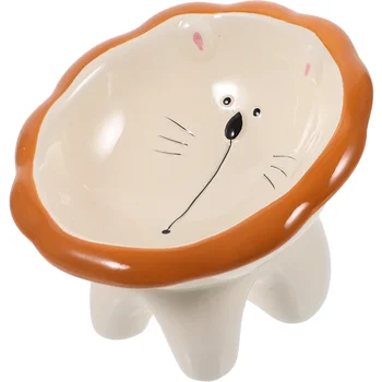 Керамическая приподнятая миска для кошачьего корма Приподнятая миска для кормления кошек в стиле мультяшного Льва