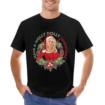 Классическая футболка Dolly Tee Parton Have A Holly Dolly, Рождественская футболка для тяжеловесов, летняя одежда для мальчика, футболки для мужчин, хлопок
