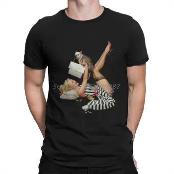 Классическая футболка The Pin Up Girl And The Pug, топы в стиле альтернативный панк, модные топы с короткими рукавами из чистого хлопка, Homme.