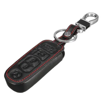 Кожаный Чехол Для Ключей Автомобиля Fob Case Для Mazda 3 5 6 8 CX5 CX7 CX9 M6 GT 2016 2017 Дистанционный Ключ С Брелоком 4 Кнопки Без Логотипа