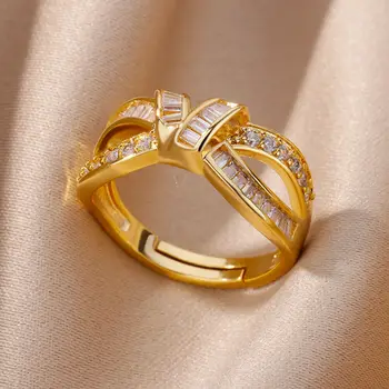 Кольца с циркониевой маской для женщин и девочек, открывающееся кольцо CZ из нержавеющей стали, тренд 2023 года, роскошный Корейский модный свадебный ювелирный подарок для пары