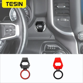 Кольцо крышки кнопки запуска и остановки двигателя автомобиля TESIN Наклейка на кнопку включения для Dodge RAM 1500 2018-2022 Аксессуары для интерьера