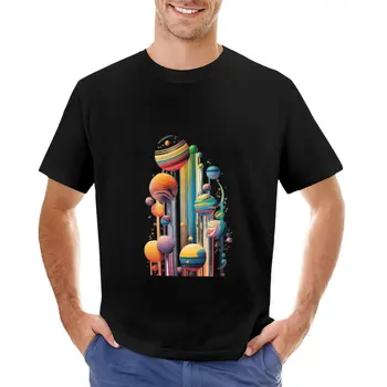 Космический калейдоскоп: мир цвета и формы, футболка, винтажная одежда, мужские забавные футболки с графическим рисунком
