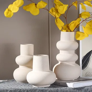 Креативная ваза в форме тыквы Керамическая Матовая Однотонная Жардиньерка Декоративная Цветочная розетка для дома Гидропонный держатель для растений