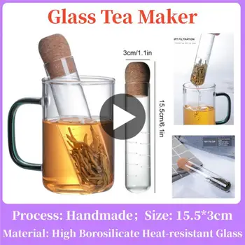 Креативная стеклянная трубка для заварки чая, стеклянное дизайнерское ситечко для чая для кружки, необычный фильтр для чая Пуэр, чайные принадлежности с пробковой пробкой