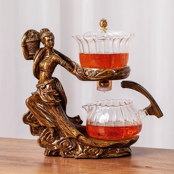 Креативный стеклянный чайный сервиз, Автоматический чайник, Термостойкий чайник для приготовления чая Кунг-фу