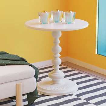Металлический чайный столик в стиле ретро Мебель для гостиной Балкон Водонепроницаемый и маслостойкий Маленький круглый стол Простые журнальные столики