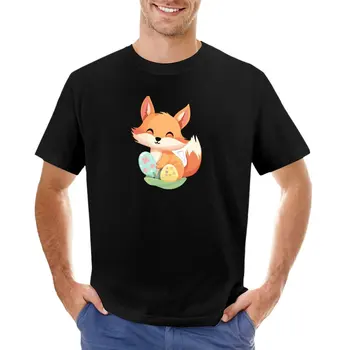 Милая Оранжевая Пасхальная футболка Sweet Fox, футболки на заказ, создайте свою собственную забавную футболку, простые черные футболки для мужчин
