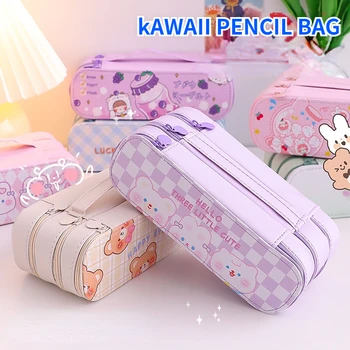 Милый многослойный пенал большой емкости, эстетичные канцелярские принадлежности, аниме-сумка для карандашей, органайзер для девочек, школьные принадлежности Kawaii