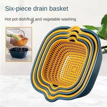 Многофункциональная сливная корзина с утолщенным слоем, бытовая двухслойная корзина для мытья овощей, Креативная Кухонная корзина для фруктов