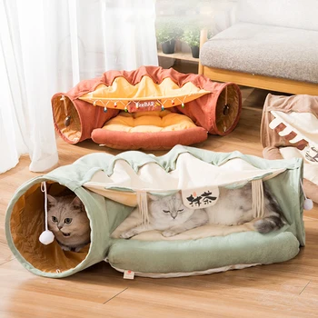 Модная Складная Игрушка-Туннель для Кошек Cat Channel Cat Nest, Пригодная для сна Осенью и Зимой, Кошачья кровать для сохранения тепла и комфорта