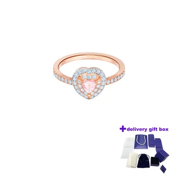 Модное и очаровательное Розовое кольцо с сокровищами в форме сердца с полным бриллиантом подходит для ношения красивыми женщинами, усиливая